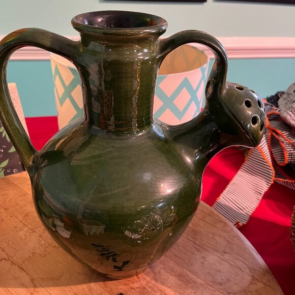 Dark Green Ceramic Watering Pitcher From Gardener's Eden - Picture 1 of 3